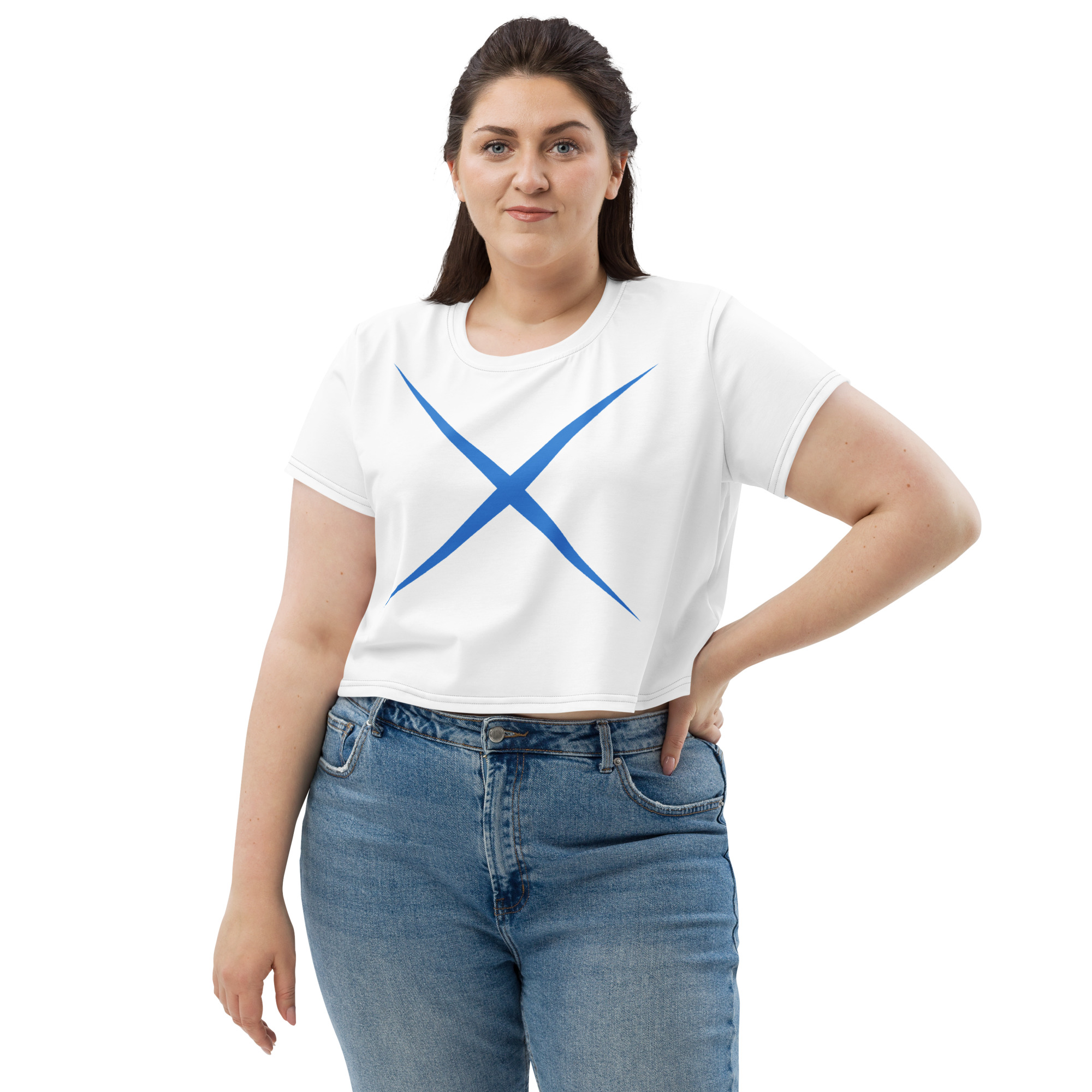 Ladies’ all-over pattern crop T-shirt - Image 4
