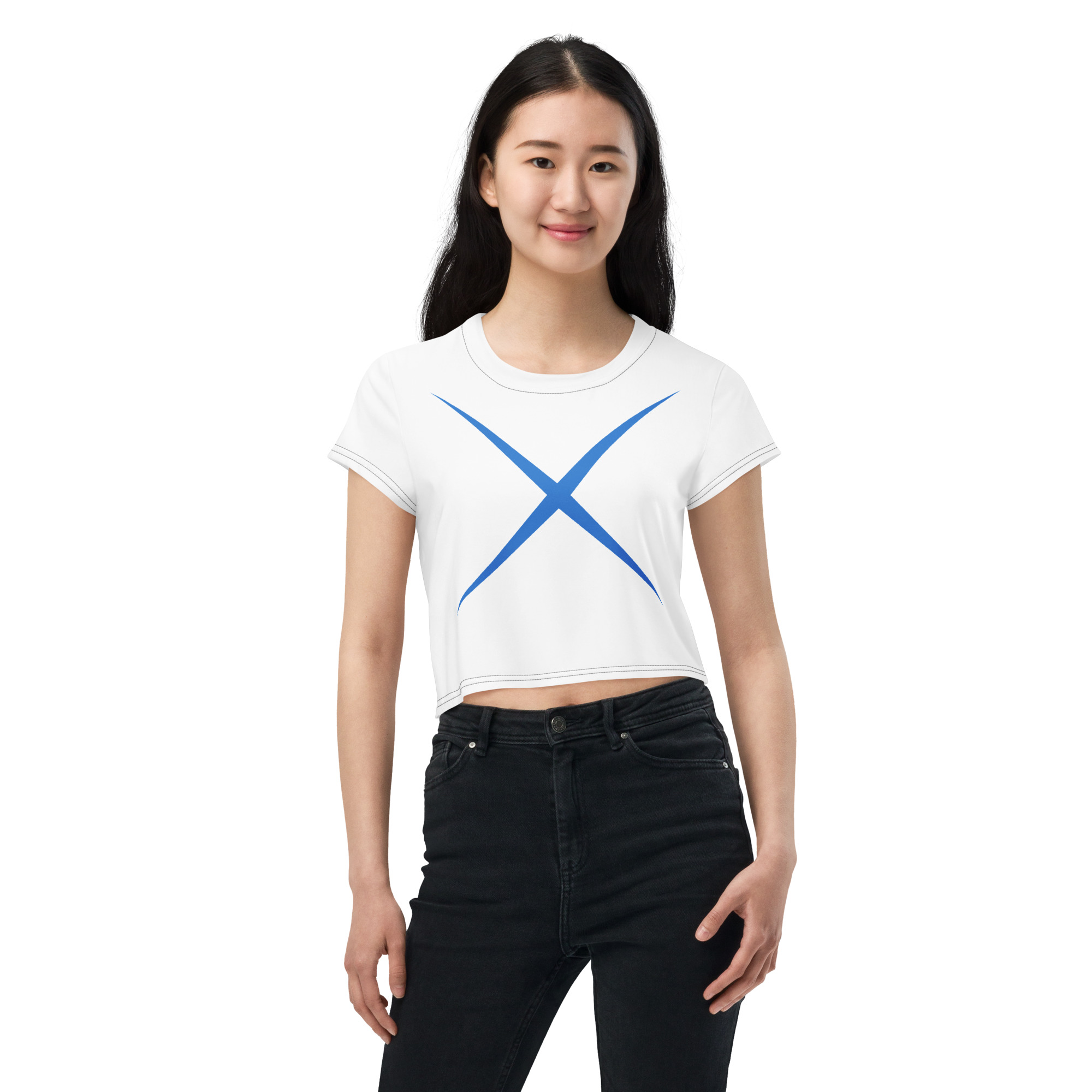 Ladies’ all-over pattern crop T-shirt - Image 5
