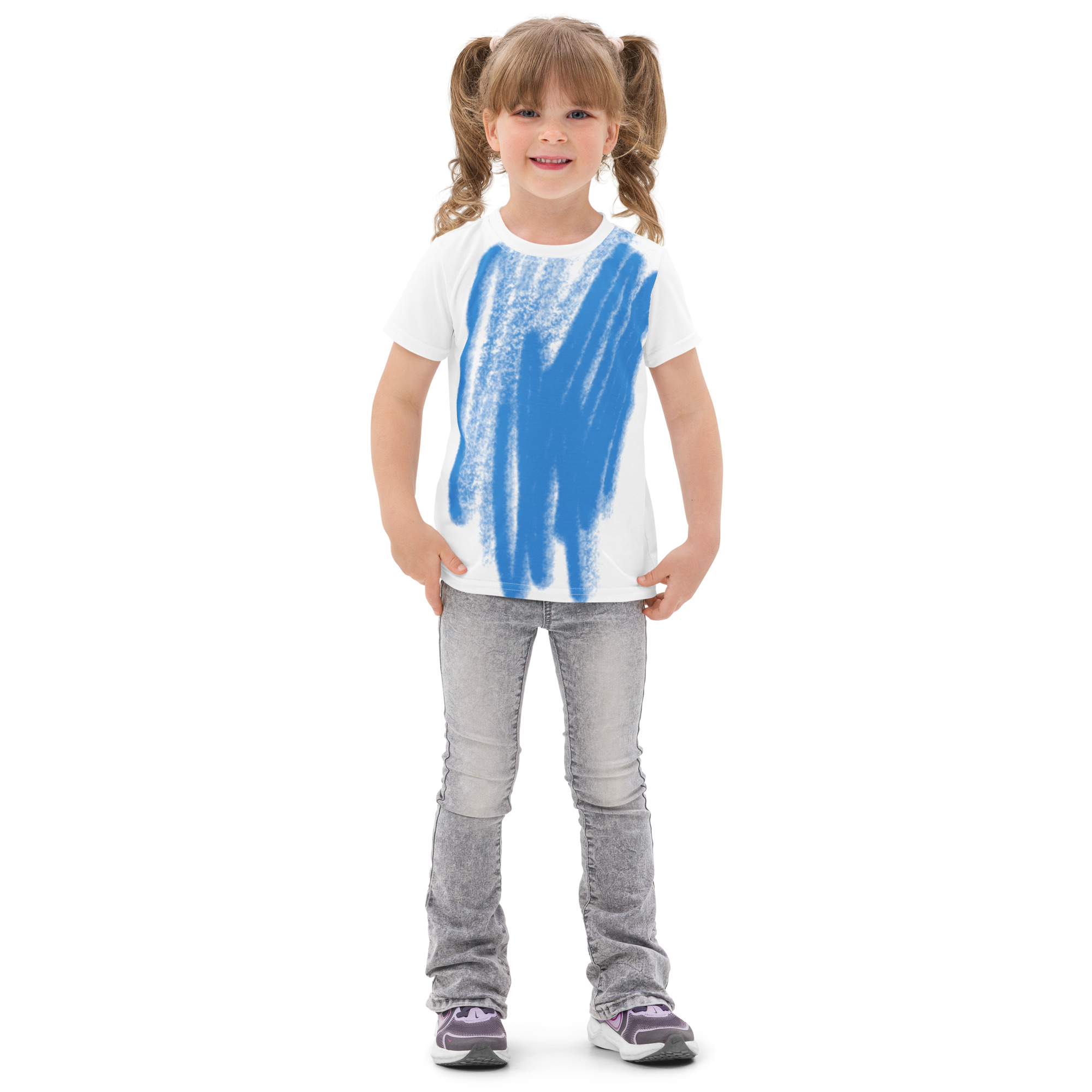 Kids Cotton Blue Scribble Tee - Image 2
