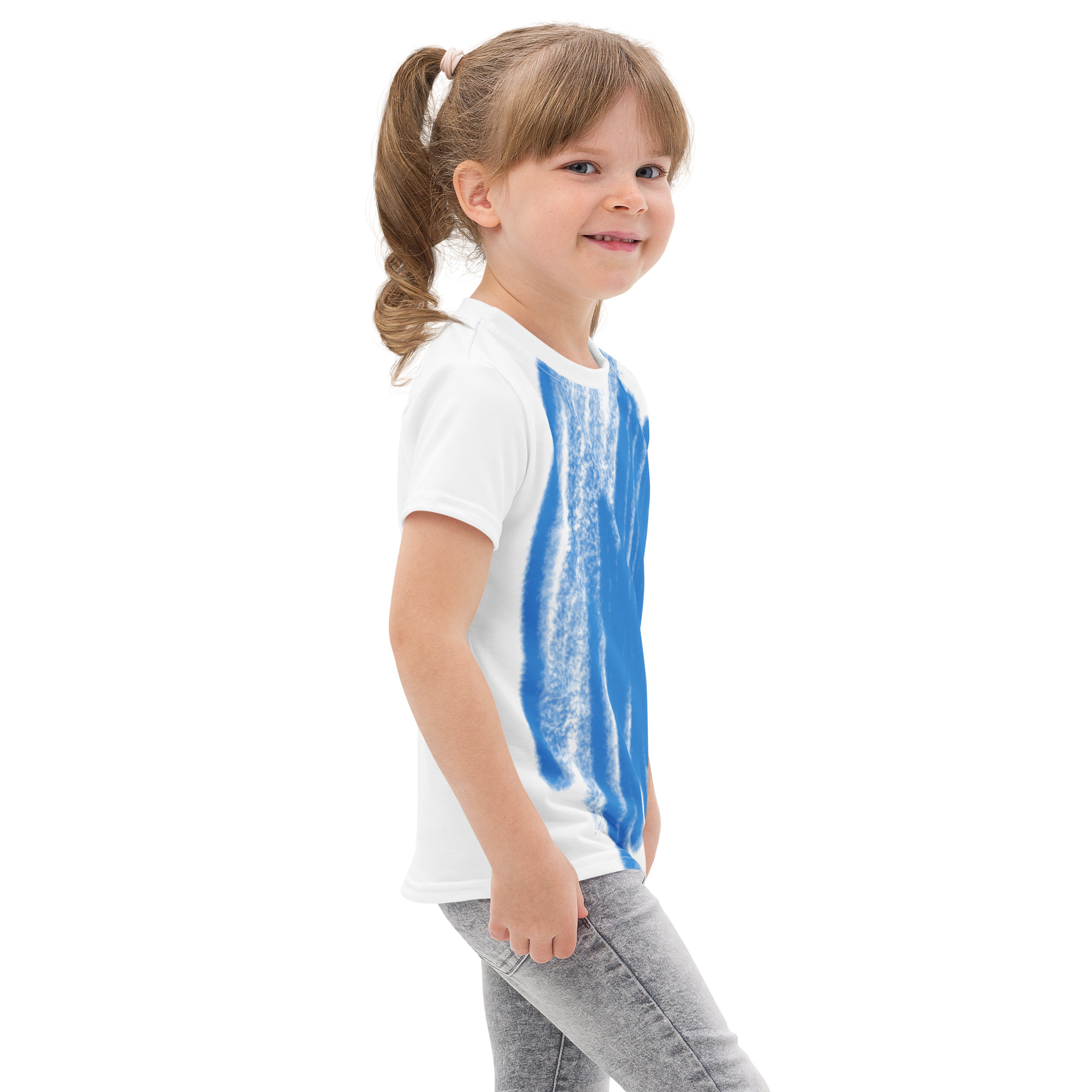 Kids Cotton Blue Scribble Tee - Image 4