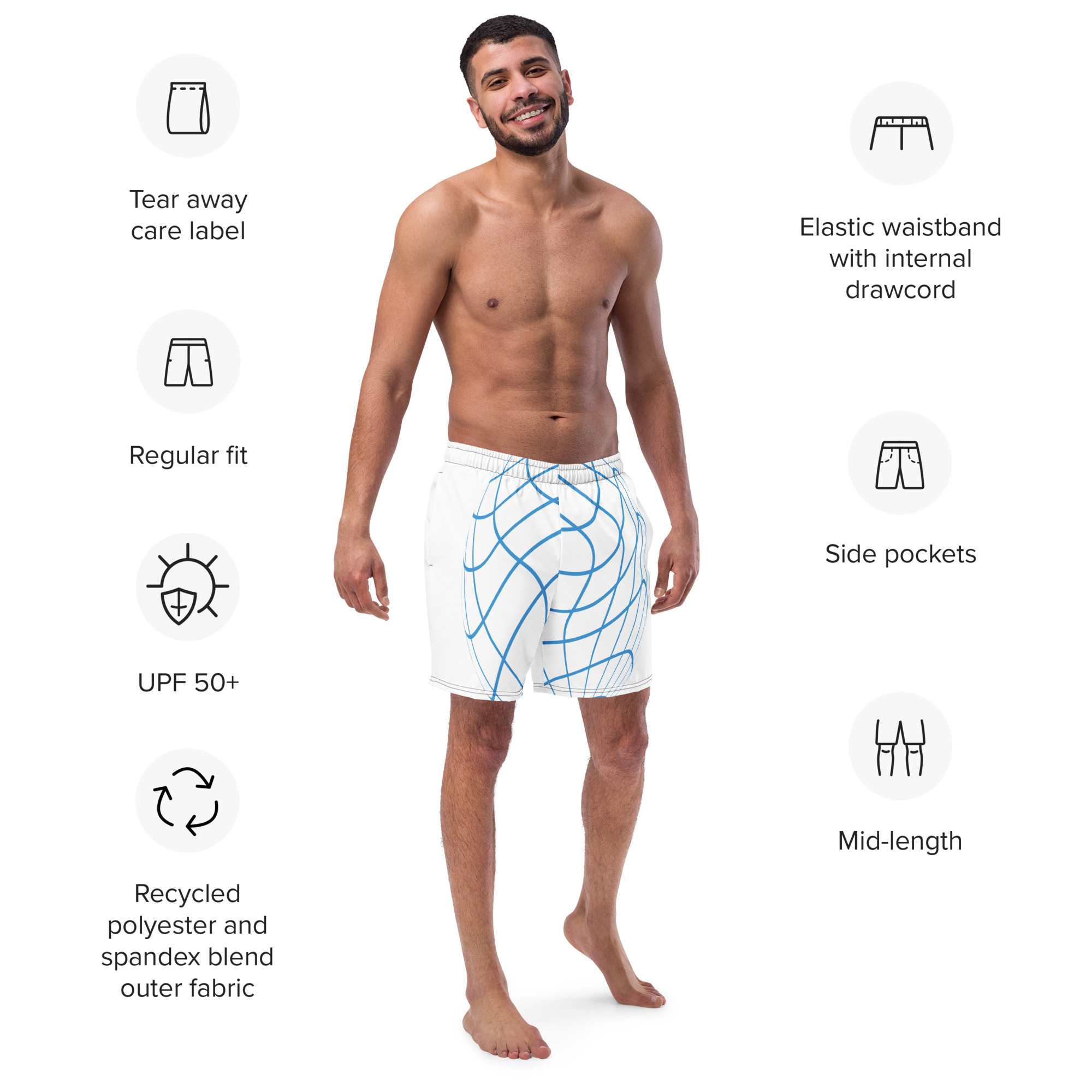 Men’s Recycled Digital Wave Swim Trunks