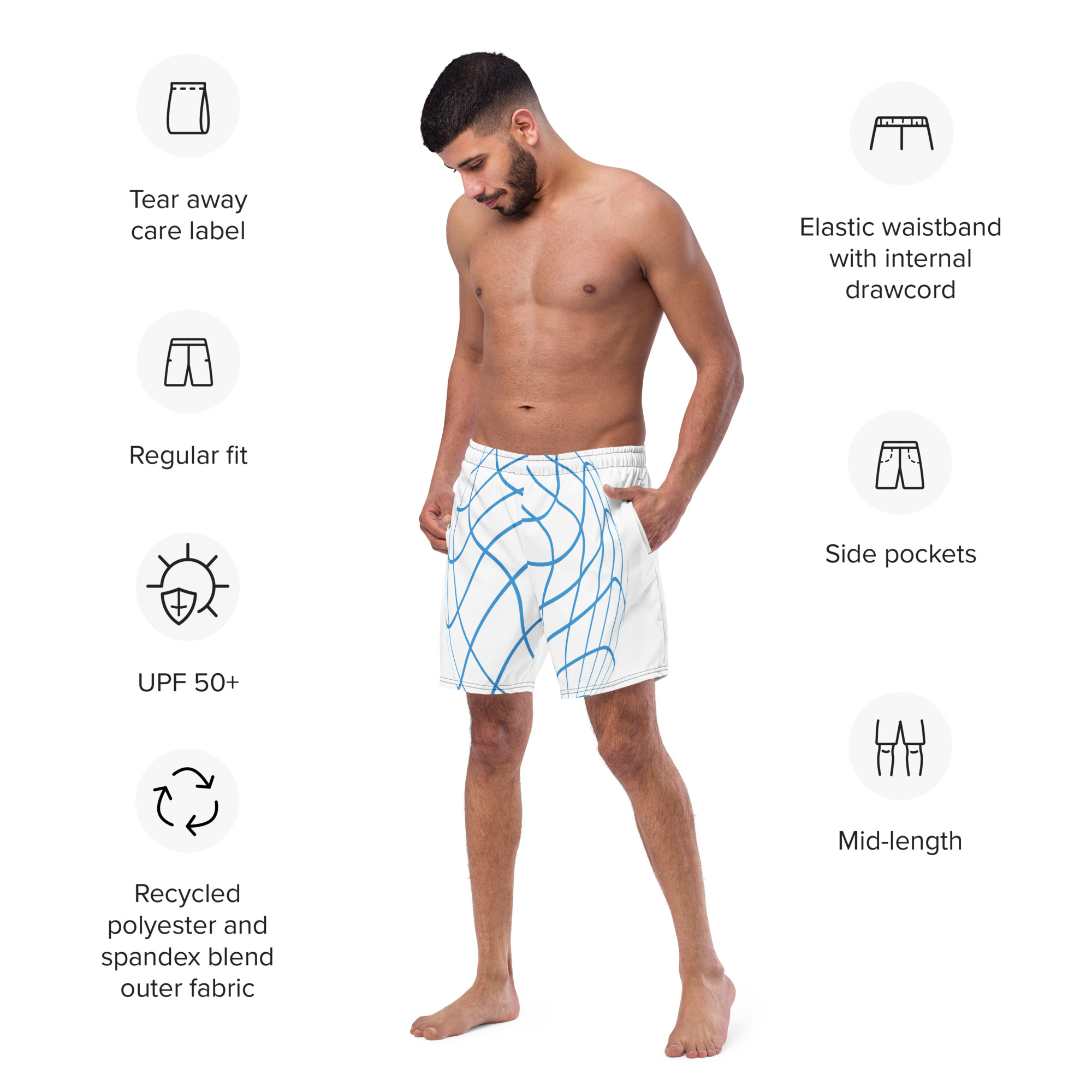 Men’s Recycled Digital Wave Swim Trunks - Image 6