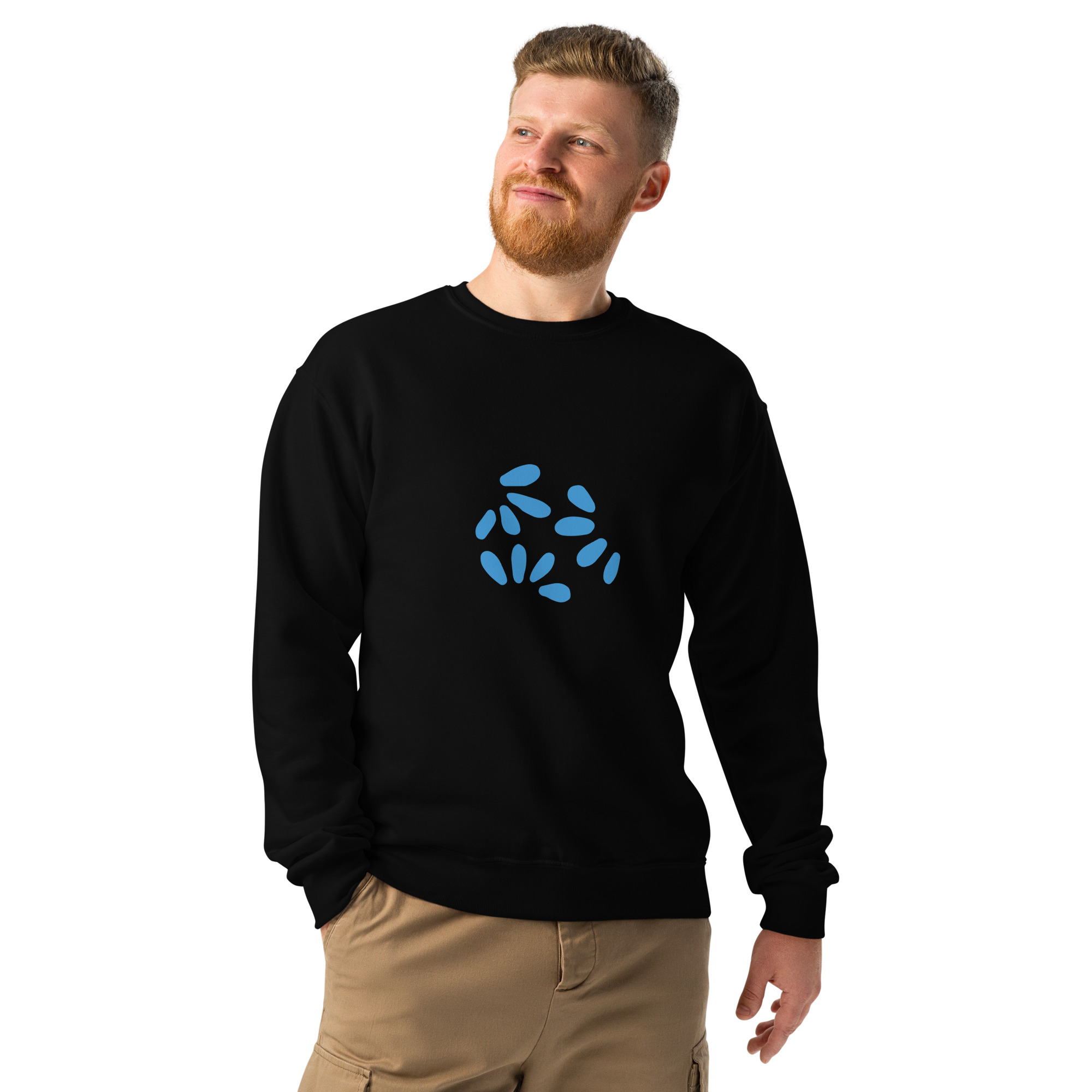 Classic Crewneck with Blue Petal Graphic