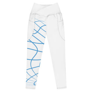 Cross-Waist Cyber Grid Pocket Leggings