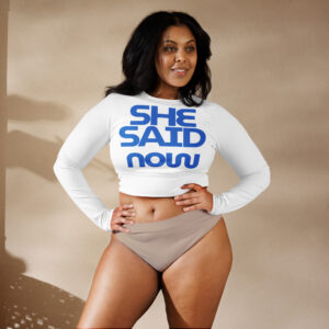 “She Said Now” Recycled long-sleeve crop top
