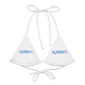 String bikini top made from recycled fabric with all-over print