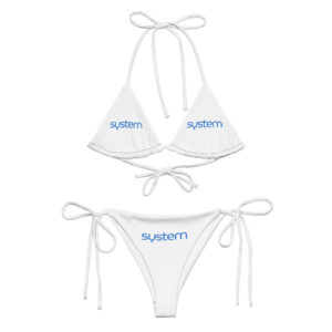 Alternative view of String bikini crafted from recycled fabric with a full print