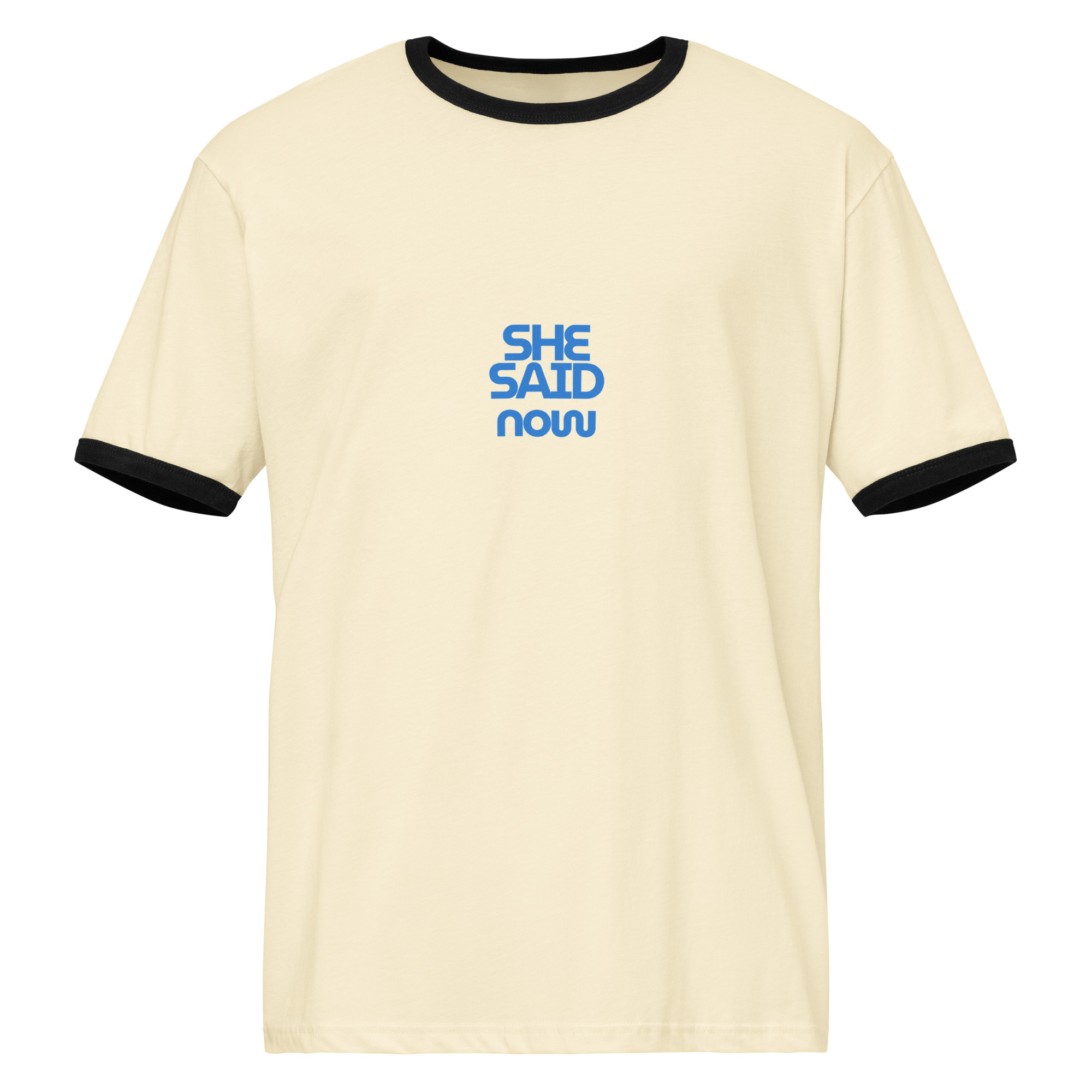 Retro Statement Ringer Tee – “She Said Now” - Image 3