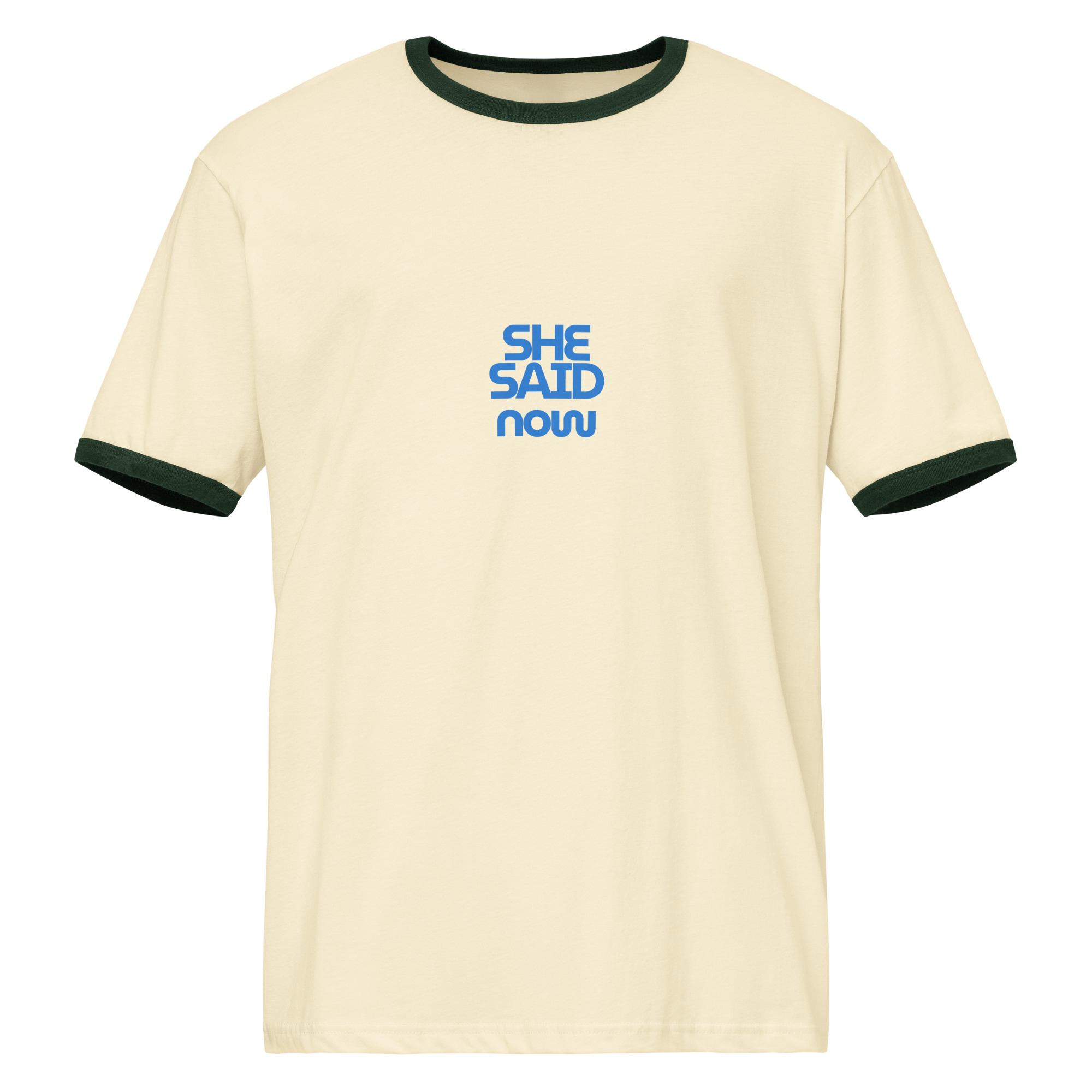 Retro Statement Ringer Tee – “She Said Now” - Image 4