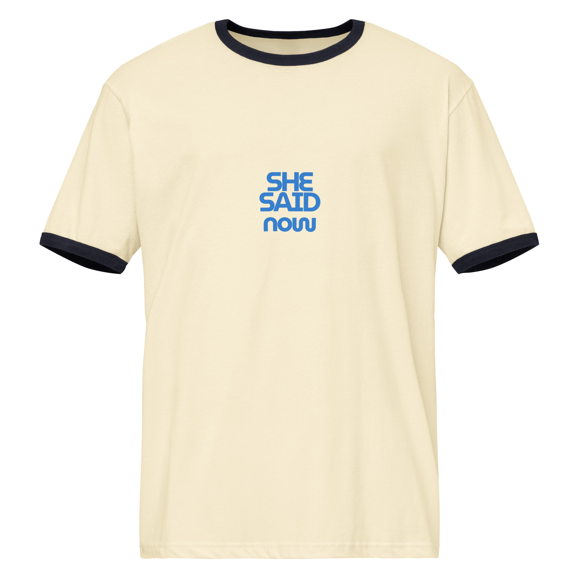Retro Statement Ringer Tee – “She Said Now”